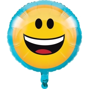 Club Pack of 10 Yellow and Blue Show Your Emojis Metallic Balloon 8.0 - All