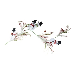 5 Metallic Sparkling Snowmen with Black Top Hats Christmas Garland with Swirls and Berries - All
