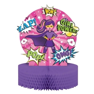 Pack of 6 Girl Superhero Honeycomb Tissue Birthday Table Centerpieces 13 - All