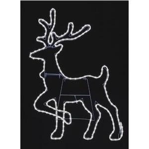 38 Pure White Led Lighted Outdoor Deer Head Up Silhouette with Neon Flex Rope Lights - All