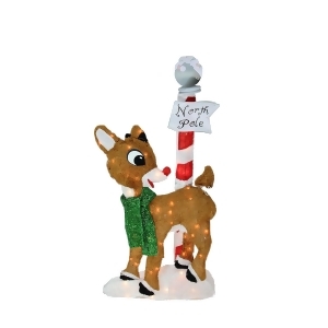 32 Pre-Lit 2-D Rudolph the Red-Nosed Reindeer North Pole Christmas Outdoor Decoration - All