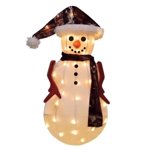 24 Pre-Lit Candy Lane Snowman in Camo Christmas Outdoor Decoration Clear Lights - All