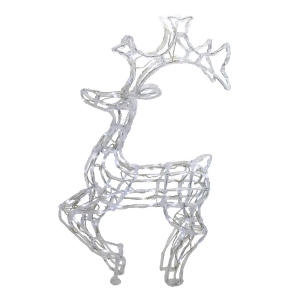 34 Led Lighted Standing Buck Deer Spun Glass Christmas Outdoor Decoration Polar White Lights - All