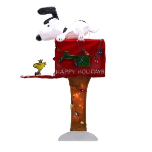 36 Pre-Lit Peanuts Snoopy with Red Mailbox Animated Christmas Outdoor Decoration Clear Lights - All