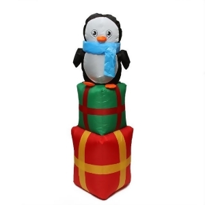 4' Inflatable Cute Penguin on Gift Boxes Lighted Christmas Outdoor Decoration - All