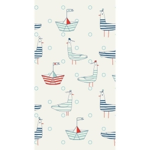 Club Pack of 192 Ivory White and Blue Seagulls Nautical Disposable Party Napkins 8 - All