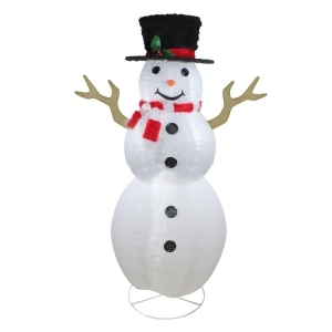 6' Pre-Lit Outdoor Chenille Swirl Large Snowman With Top Hat Christmas Outdoor Decoration - All