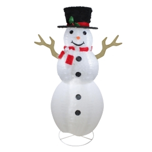 6' Pre-Lit Outdoor Chenille Swirl Large Snowman With Top Hat Christmas Outdoor Decoration - All