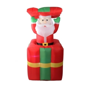 5' Lighted Inflatable Pop Up Santa Claus in Gift Box Christmas Outdoor Decoration - All