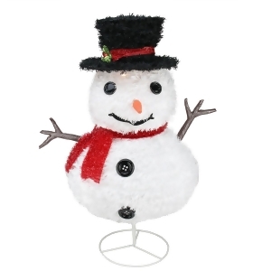 30 Pre-Lit Outdoor Chenille Snowman Kid With Top Hat Christmas Outdoor Decoration - All
