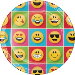Club Pack of 96 Multicolor Show Your Emojis Dinner Plates 8.8 - All