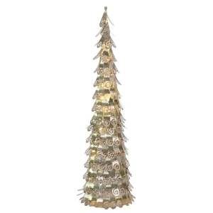 4' Pre-Lit Champagne Christmas Cone Tree Outdoor Decoration Warm Clear Led Lights - All