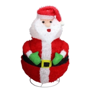 24 Lighted 3-D Chenille Jolly Santa Claus Outdoor Christmas Decoration - All