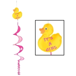 Club Pack of 12 Just Duckie It's A Girl Wind-Spinner Baby Shower Party Decorations 3.5' - All