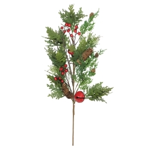 28 Bells Berries and Pine Cone Christmas Spray - All
