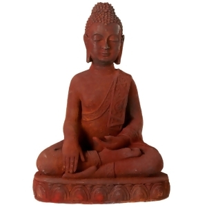 17.5 Red Rusted Earth Touching Buddha Decorative Table Top Figurine - All