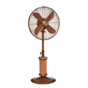 50 Copper Finished Nautical Inspired Metal Oscillating 3-Speed Outdoor Pedestal Fan - All