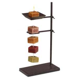 Set of 2 Candle on Rope Bronze Brown Metal Tower Candle Holders 13.5 - All