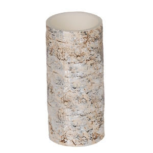 Set of 4 Led Rustic Foil Birch Flameless Wax Pillar Christmas Candle 6 - All