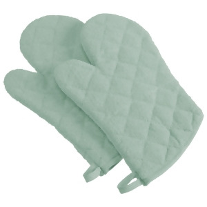 Set of 2 Light Sage Terry Cloth Oven Mitts 13 - All