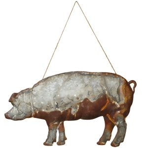 24 Gray Antique Styled Rustic Finish Pig Wall Decor with Rope Hanger - All