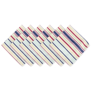 Set of 6 Multi-Color Striped Designed Square Napkins 20 - All