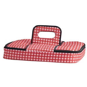 16 Red and White Checkered Insulated Casserole Carrier - All