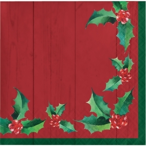 Pack of 192 Red and Green Nostalgic Santa Printed Square Beverage Napkin 5 - All