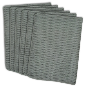 Set of 6 Solid Gray Textured Patterned Microfiber Dish Towels 19 x 16 - All