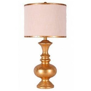 28 Gold and Baby Pink Decorative Table Lamp with Metal Rimmed Shade - All