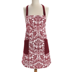 37.5 Damask Wine Red and White Floral Kitchen Apron - All