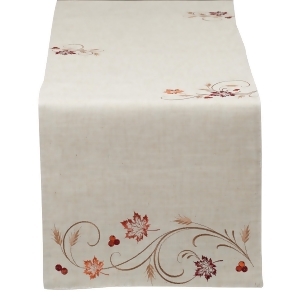 70 Beige Embroidered Autumn Table Runner - All