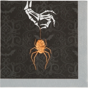 Pack of 12 Black and Orange Foil Stamped Wicked Spider Luncheon Napkin 6.5 - All