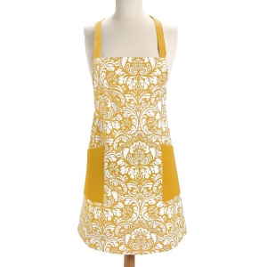 37.5 Damask Mustard Yellow and White Floral Kitchen Apron - All