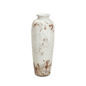 22 Distressed Finish White and Brown Antique Styled Indoor Table Vase - All