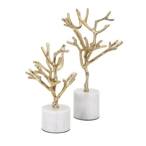 Set of 2 Marbled White and Gold Finished Branch Tree Table Top Sculptures 17 - All