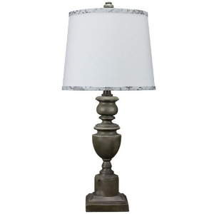 28 Copen Gray Traditional Style Decorative Table Lamp with Bone Linen Shade and Spa Trim - All