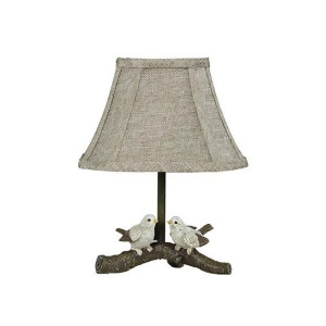 12 Brown and Gray Decorative Bird on Branch Accent Lamp with Shade - All