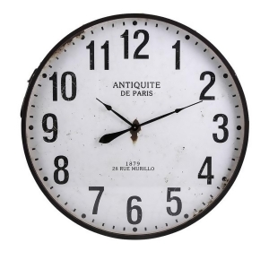36.25 Industrial Style Whitewashed and Distressed Black Iron Wall Clock - All