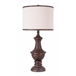 31 Beige and Distressed Brown Decorative Table Lamp with Three Way Switch - All