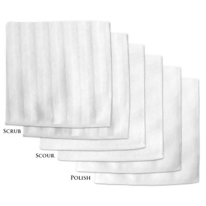 Set of 6 White Microfiber Square Scrub Scour and Polish Dish Towels 12 x 12 - All