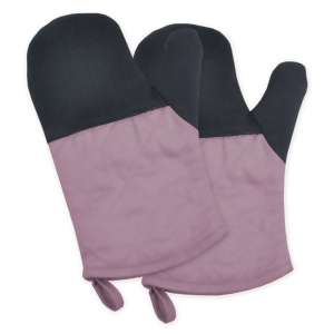 Set of 2 Mauve and Black Heat Resistant Neoprene Ovenmitts with Rubber Shell 11.25 - All