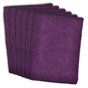 Set of 6 Eggplant Purple Ultra Absorbent Microfiber Dish Towels 15.75 x 23.75 - All