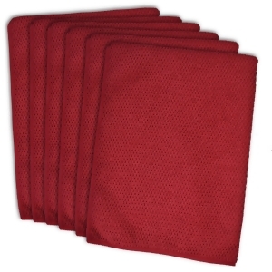 Set of 6 Solid Red Texture Patterned Microfiber Dish Towels 19 x 16 - All