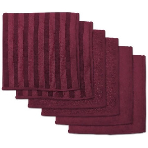 Set of 6 Wine Red Microfiber Square Scrub Scour and Polish Dish Towels 12 x 12 - All