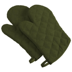 Set of 2 Sage Green Decorative Quilted Diamond Design Oven Mitts 13 - All