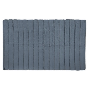 17 x 24 Stone Blue Woven Ribbed Pattern Rectangular Trendy Bath Rug - All