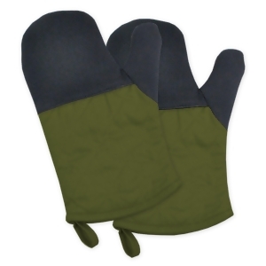 Set of 2 Olive Green and Black Heat Resistant Neoprene Ovenmitts with Rubber Shell 11.25 - All