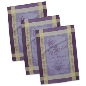 Set of 3 Violet and Green French Pure Savon Jacquard Dish Towels 20 x 28 - All