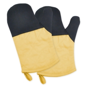 Set of 2 Yellow and Black Heat Resistant Neoprene Ovenmitts with Rubber Shell 11.25 - All